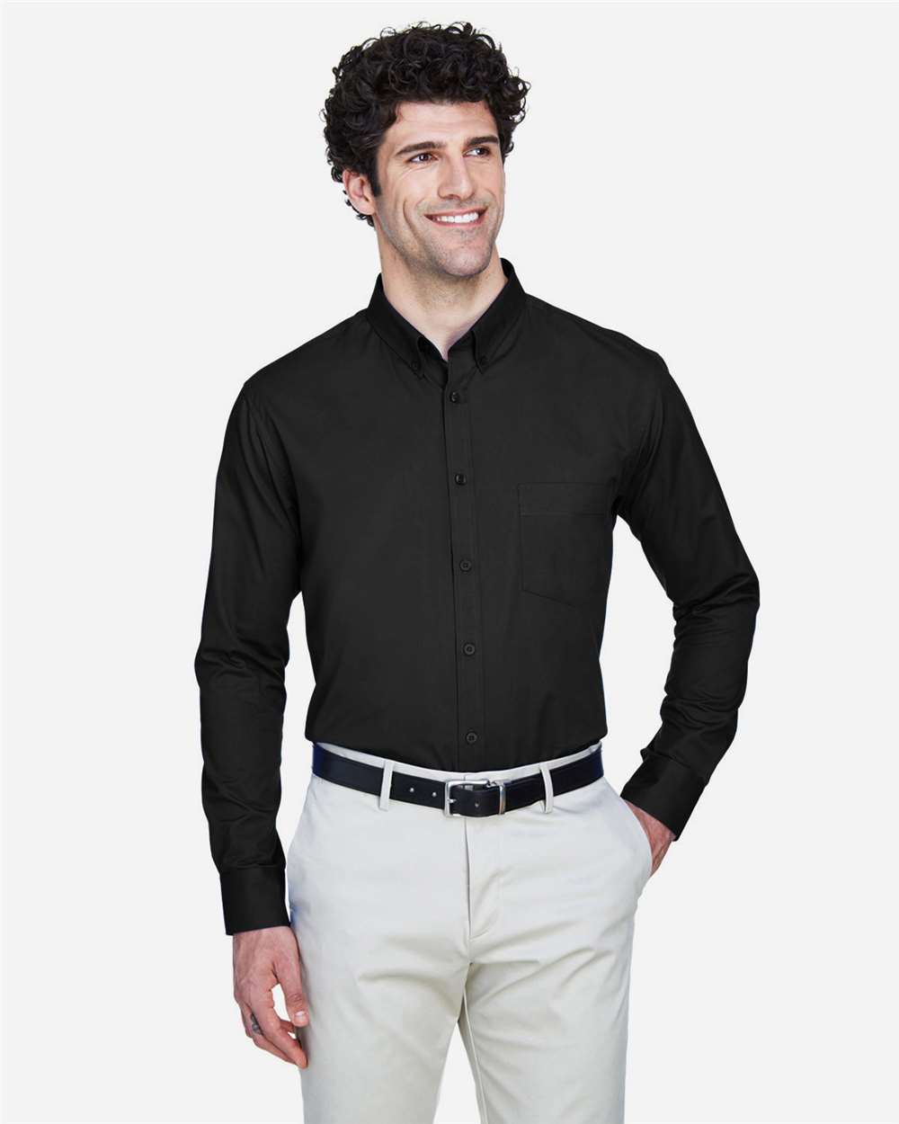 Core 365 88193 Men's Operate Long-Sleeve Twill Dress Shirt with custom embroidery logo — front view — Only Custom Apparel Canada
