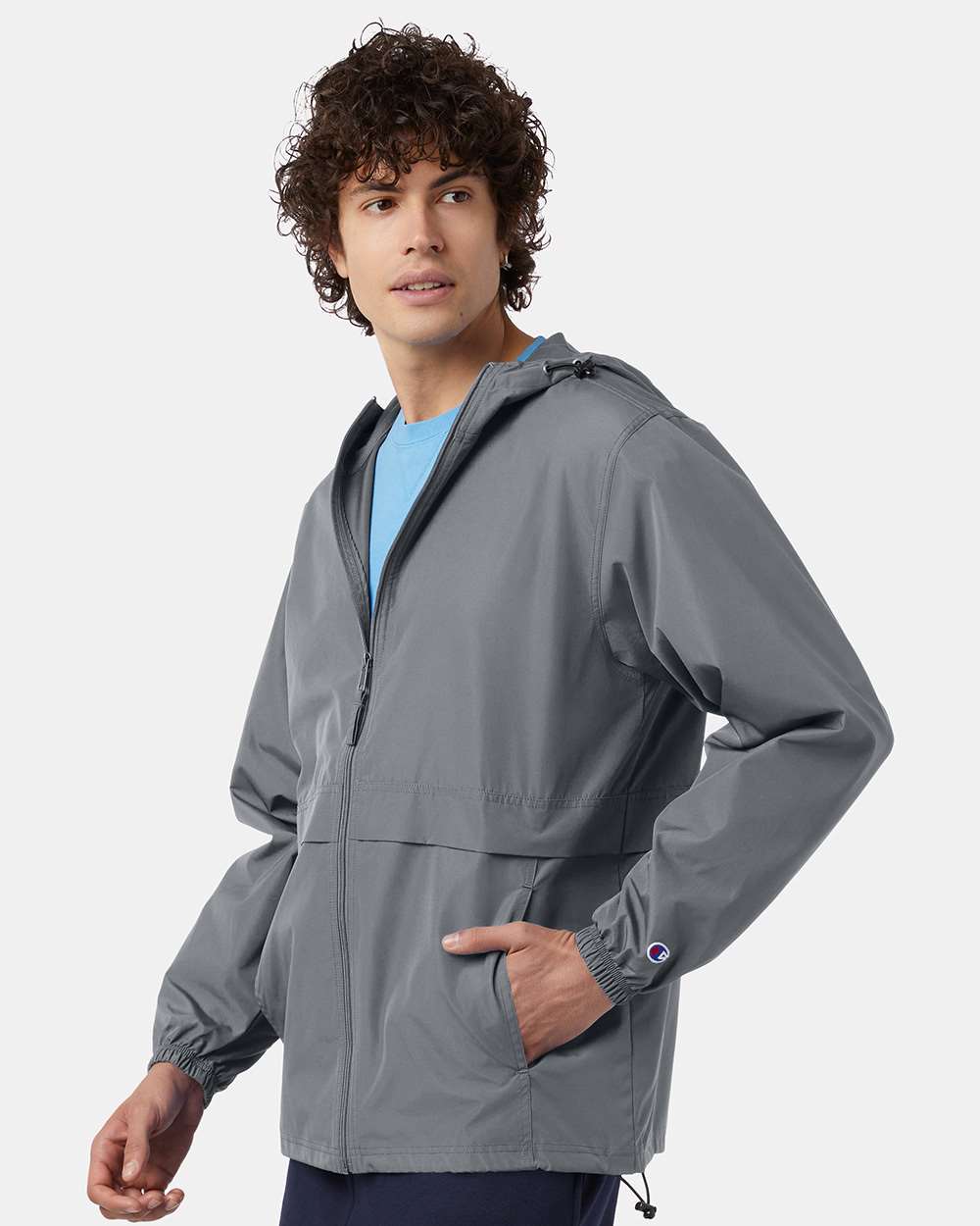 Champion CO125 Unisex Full-Zip Anorak Jacket with custom embroidery logo — front view graphite — Only Custom Apparel Canada