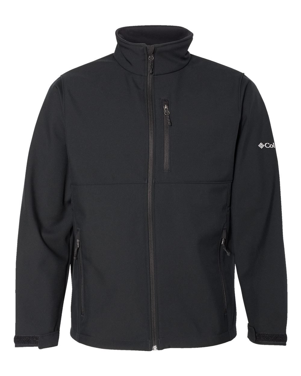 Columbia 212483 Men's Ascender Soft Shell Jacket with custom embroidery logo — front view black — Only Custom Apparel Canada