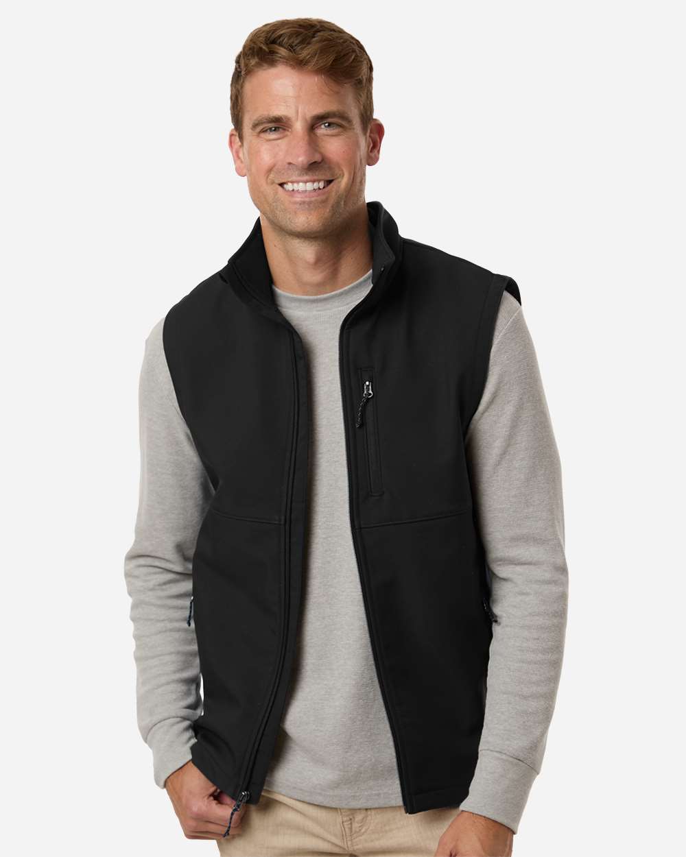 Columbia 216510 Men's Ascender II Soft Shell Vest with custom embroidery logo — front view black — Only Custom Apparel Canada