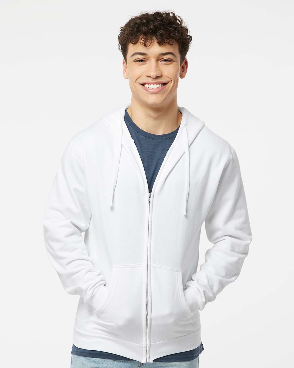 M&O 3331 Unisex Zip Fleece Hoodie with custom embroidery and print logo — front view — Only Custom Apparel Canada
