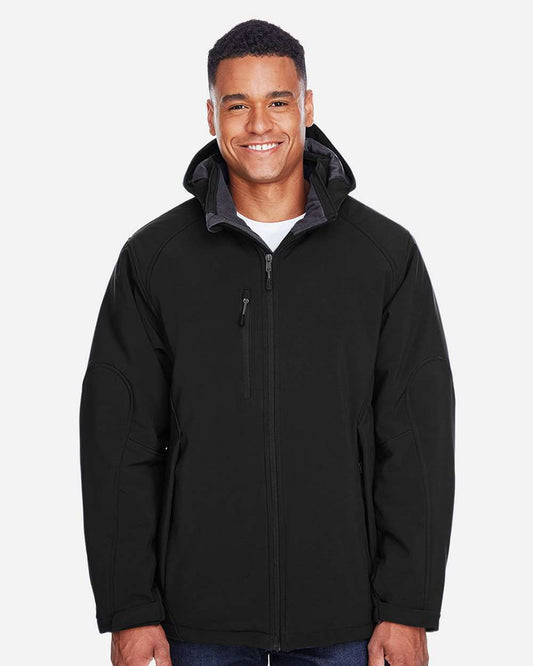 North End 88159 Men's Glacier Insulated Three-Layer Soft Shell Hooded Jacket | Custom Embroidery