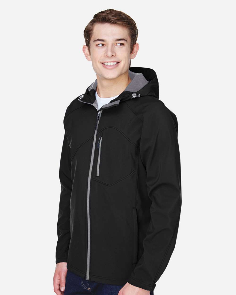 North End 88166 Men's Prospect Two-Layer Fleece Bonded Soft Shell Hooded Jacket | Custom Embroidery