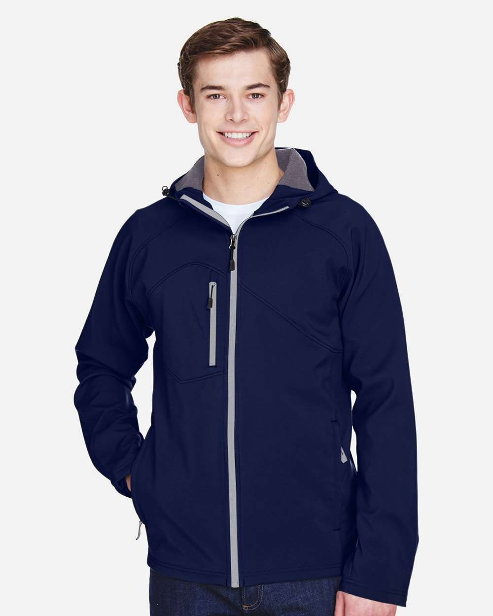 North End 88166 Men's Prospect Two-Layer Fleece Bonded Soft Shell Hooded Jacket | Custom Embroidery